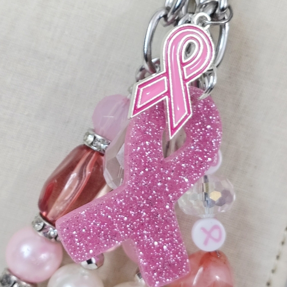 Handmade Pink Ribbon Purse Charm / Keychain - Breast Cancer Awareness - Picture 5 of 6